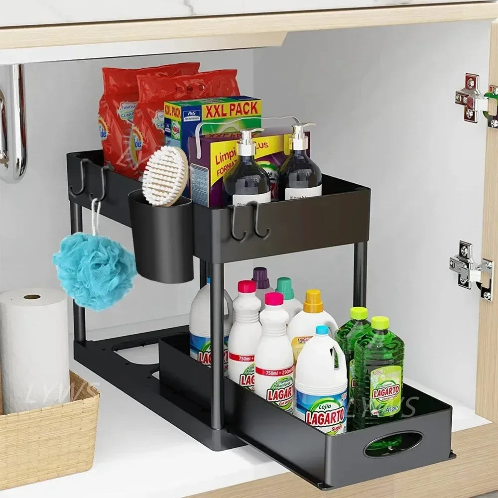 Adjustable Under-Sink Organiser — Kitchen, Bathroom & Laundry